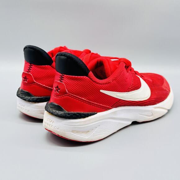 Nike Shoes Kids Boy 4.5Y Red White Black Star Runner 4 Athletic Running Sneakers - Picture 9 of 12